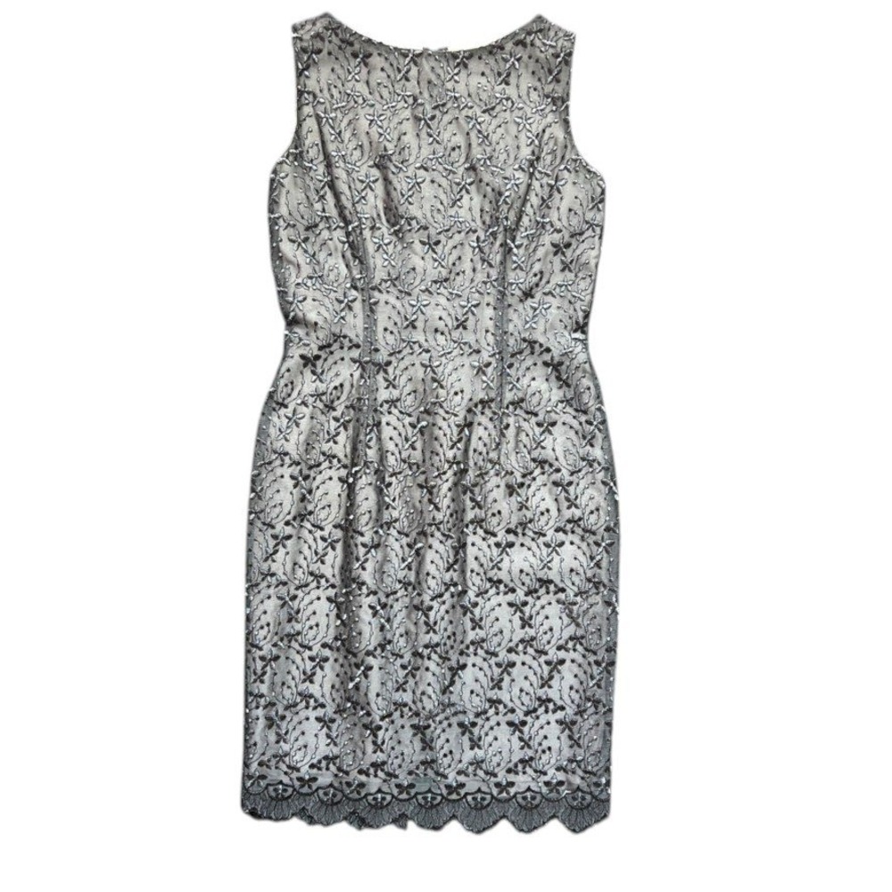ALVIN Embroidered Floral Sheath Dress Silver